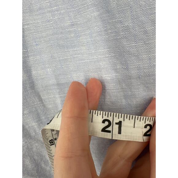 Tahari Top Womens Medium Blue Linen Button Tunic Shirt Classic Coastal Beach - Picture 8 of 8